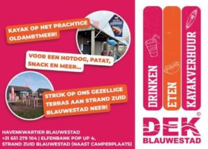 Bittergarnituur Snackhapje online bestellen nuttigen terras DEK drinken eten kayakverhuur DEK Blauwestad strand zuid Oldambtmeer Groningen Nederland Takeaway 2Go