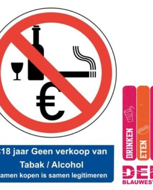 jonger dan 18 geen verkoop van Tabak Alcohol samen kopen is samen legitimeren